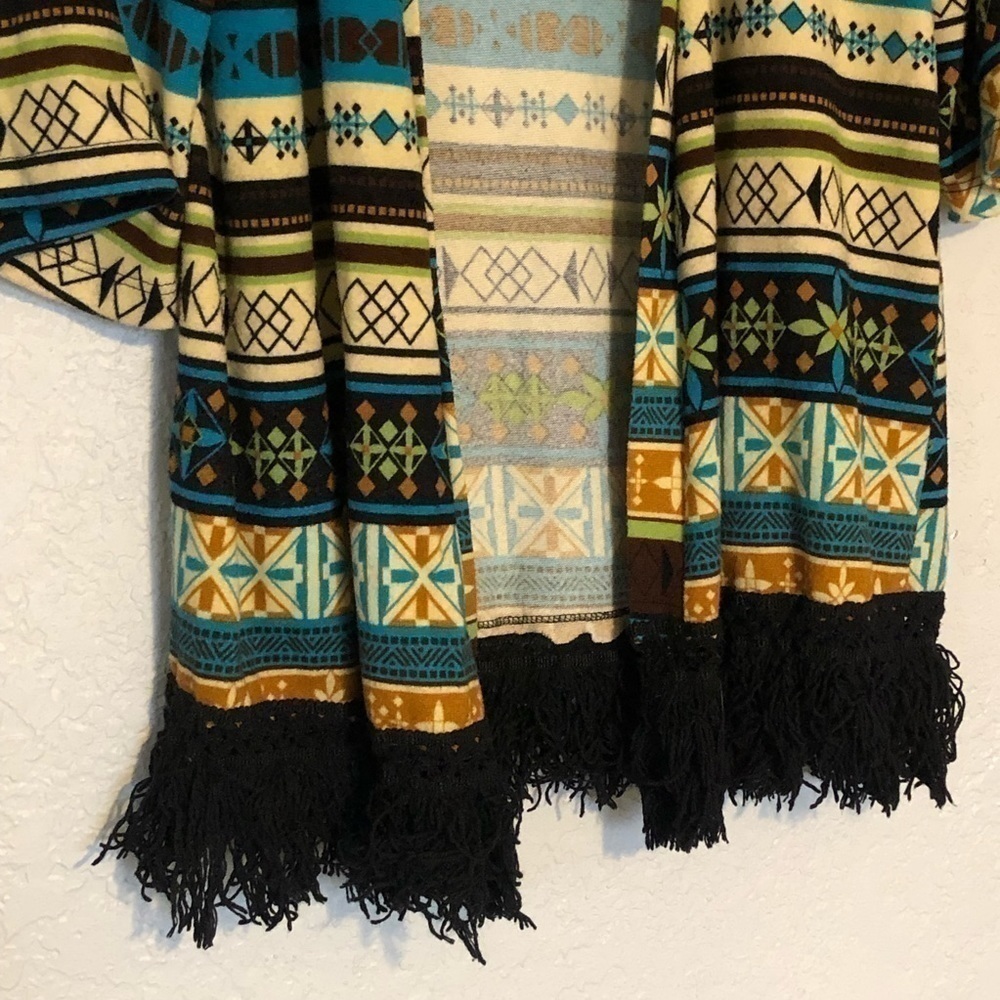 Aztec Inspired 3/4 Sleeve Tunic Cardigan By Jody California Sz L - Picture 2 of 8